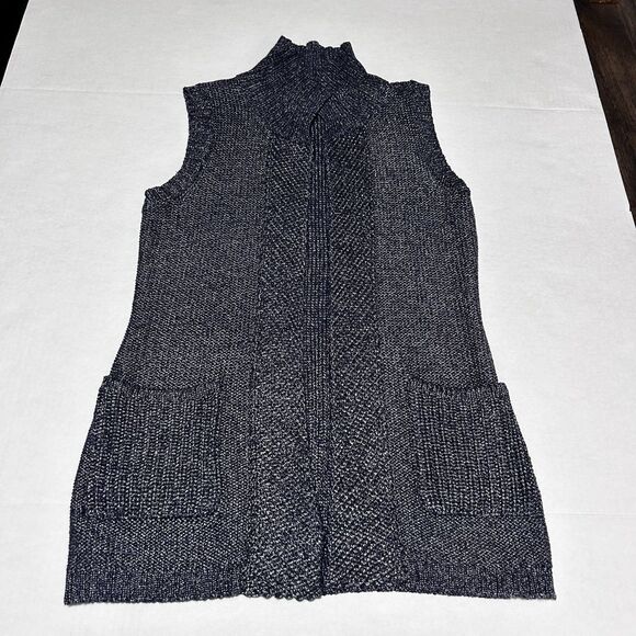 Chicos Womens Crochet Knit Cardigan Sweater Sleeveless Open Blue Chicos 0=Small - Picture 3 of 7